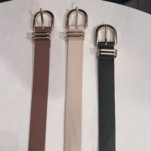Elegant Women's Belt Set - Brown, Cream, and Black in size medium.